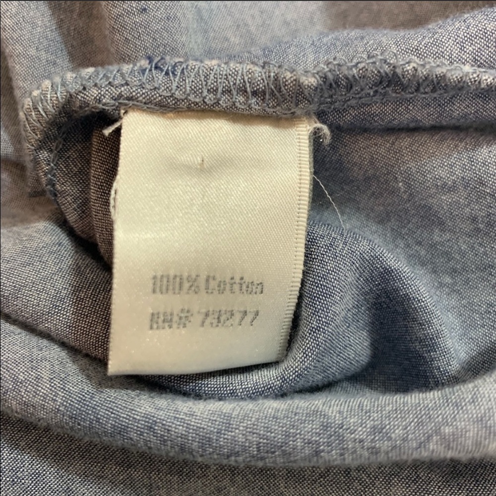 LC Lauren Conrad 3/4 Sleeve Loose Chambray Blue Peasant Top - Picture 8 of 8